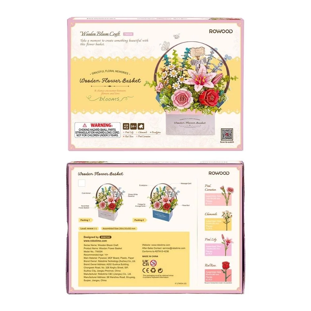 3D Puzzle - Wooden Flower Basket - Image 12