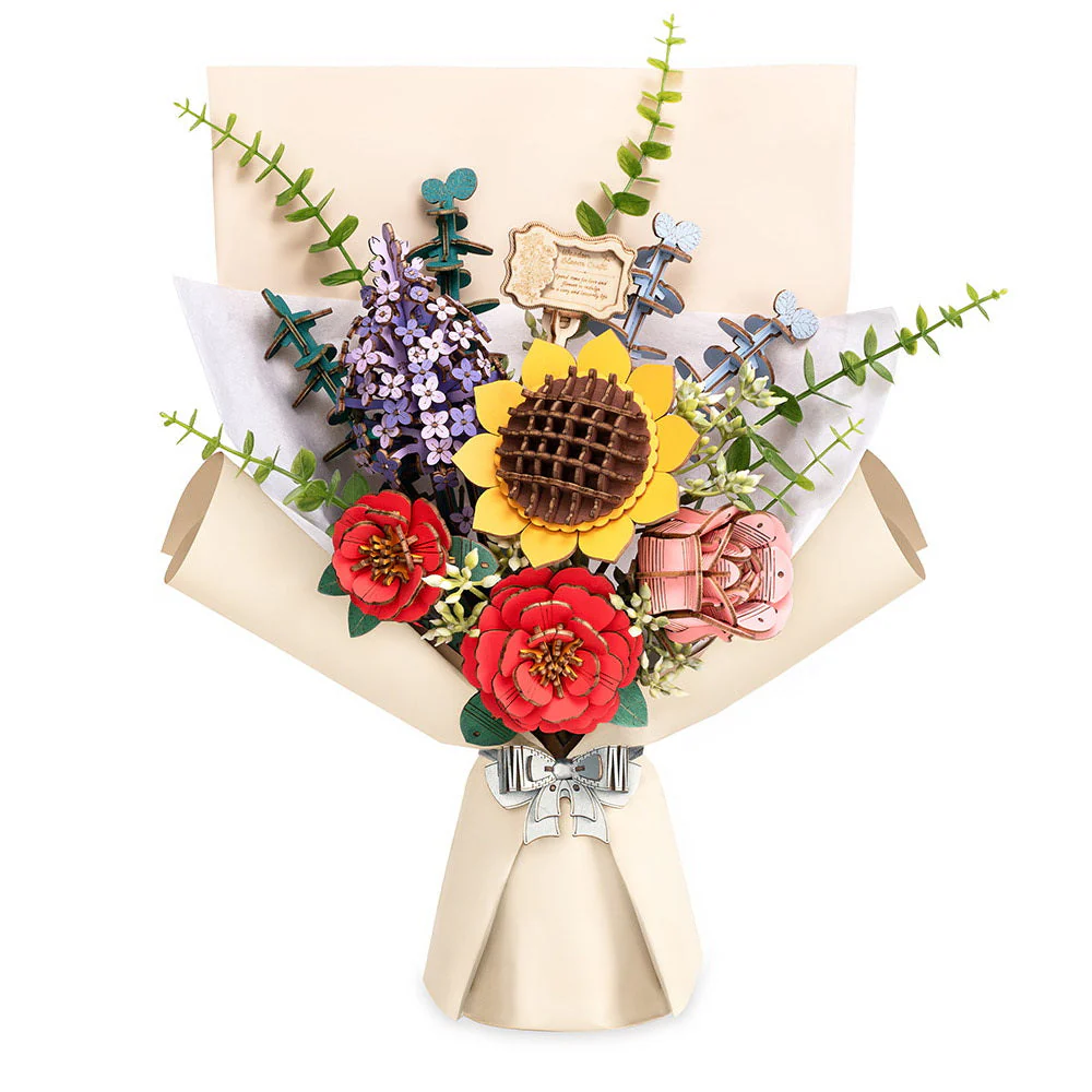3D Puzzle - Wooden Flower Bouquet - Image 2