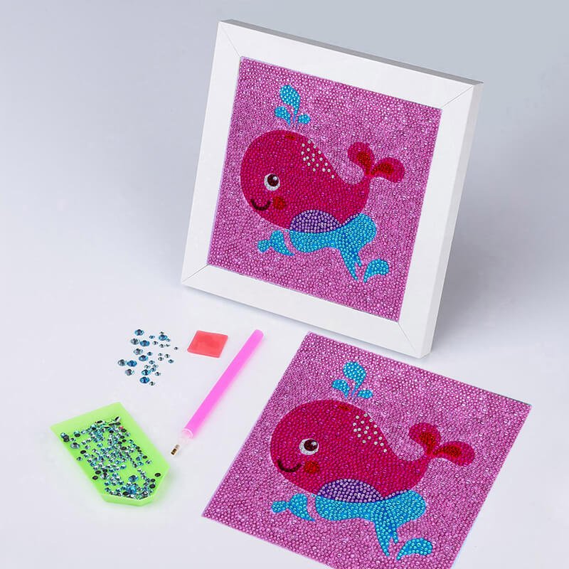 5D Children's Diamond Painting Whale with Picture Frame - Image 2