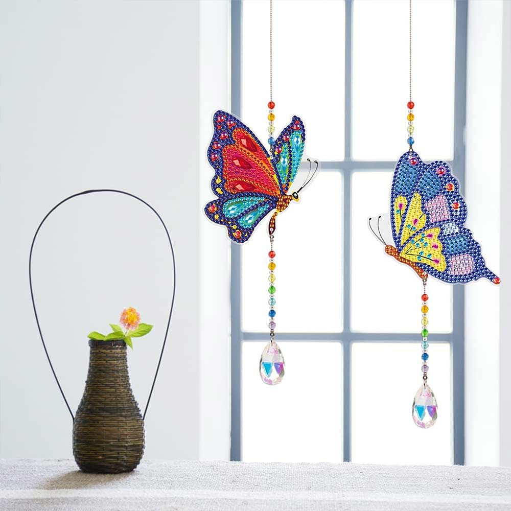 5D Diamond Art Crystal Wind Chime Butterflies 2 Pieces - Image 3