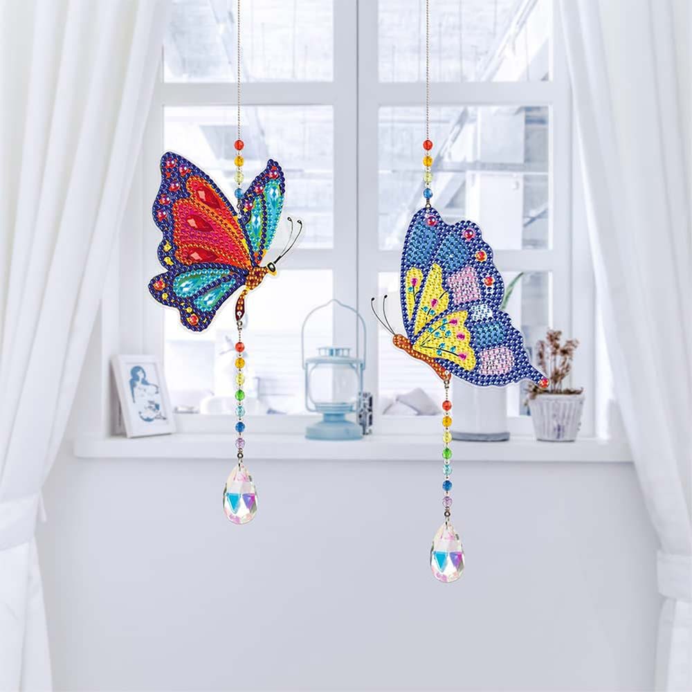 5D Diamond Art Crystal Wind Chime Butterflies 2 Pieces - Image 4