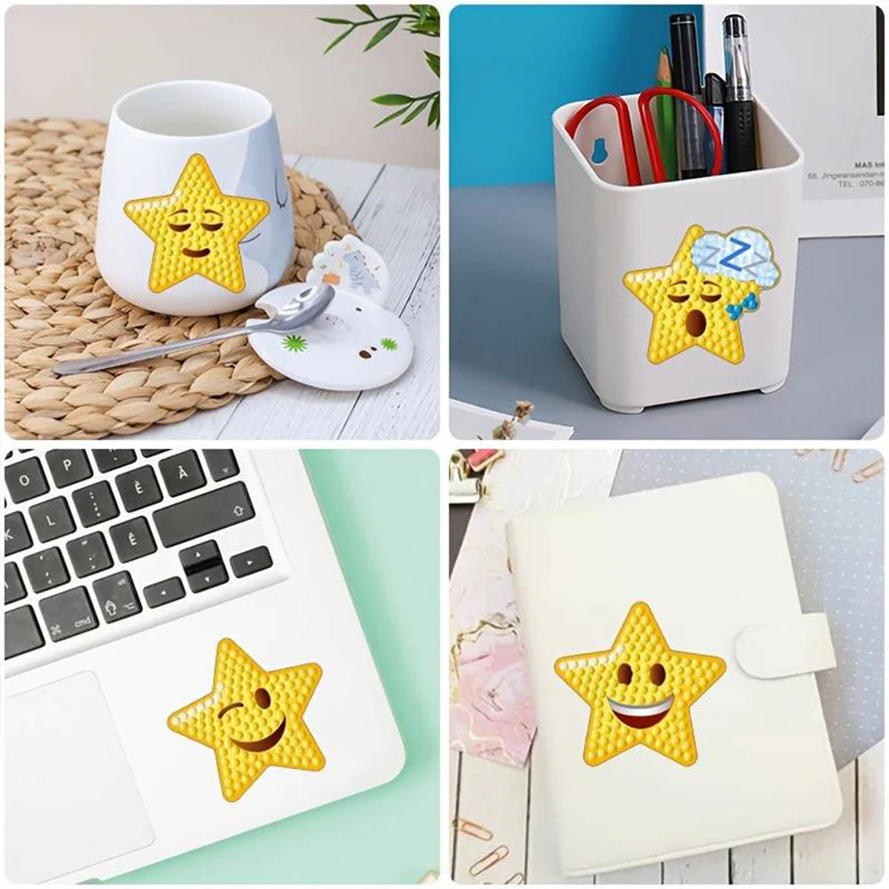5D Diamond Painting 16 Emoji Star Stickers - Image 2