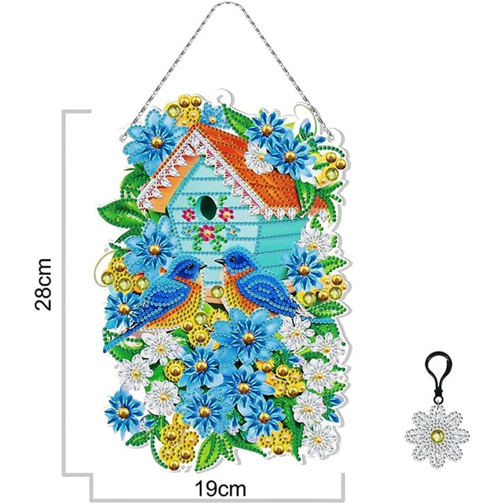 5D Diamond Painting Car Hanging Birdhouse with LED and Pendant - Image 4