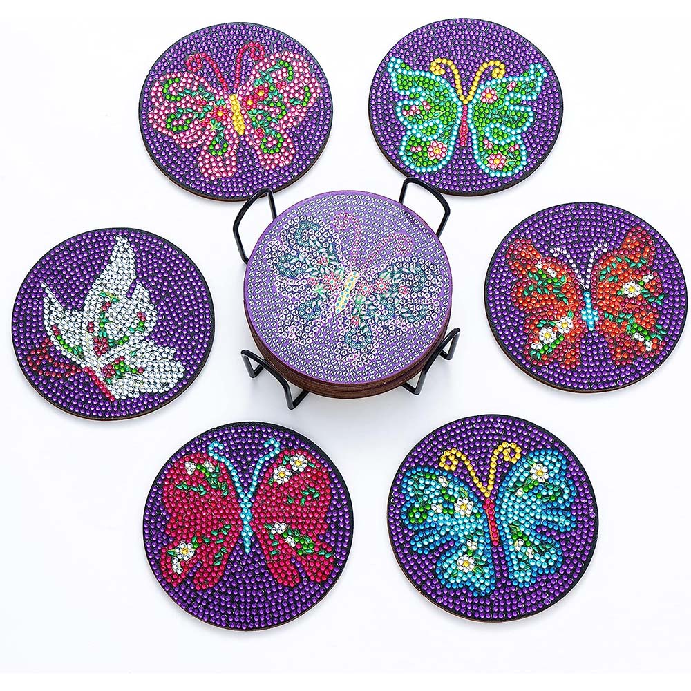 5D Diamond Painting Coaster Butterflies Purple - Image 2