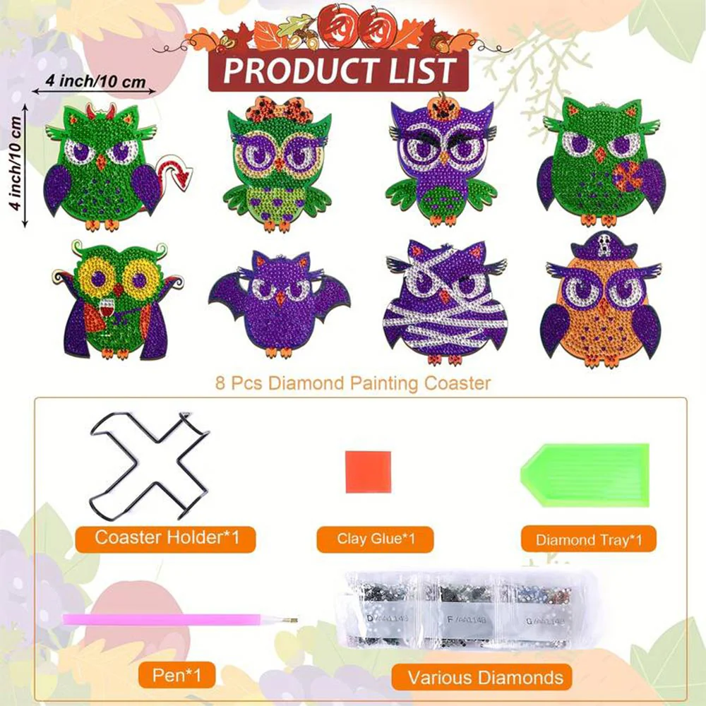 5D Diamond Painting Coaster Owls - Image 4
