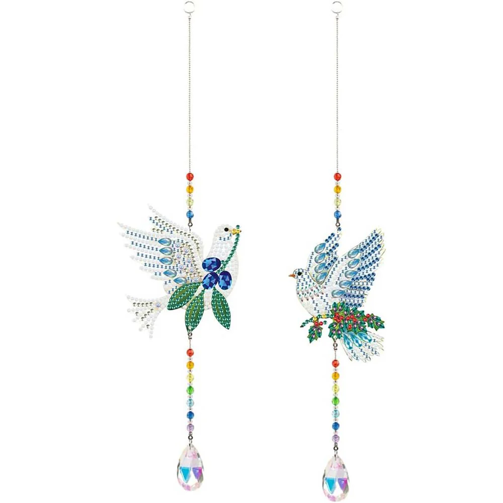 5D Diamond Painting Crystal Wind Chime Doves 2 Pieces