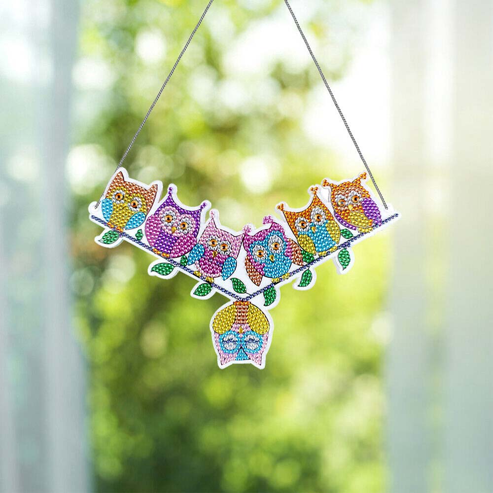 5D Diamond Painting Door Hanger 7 Owls - Image 2