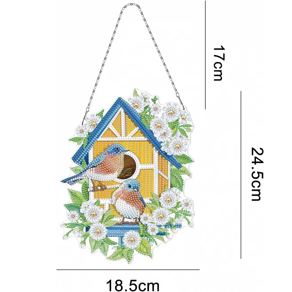 5D Diamond Painting Door Hanger with Double-Sided Birdhouse - Image 4