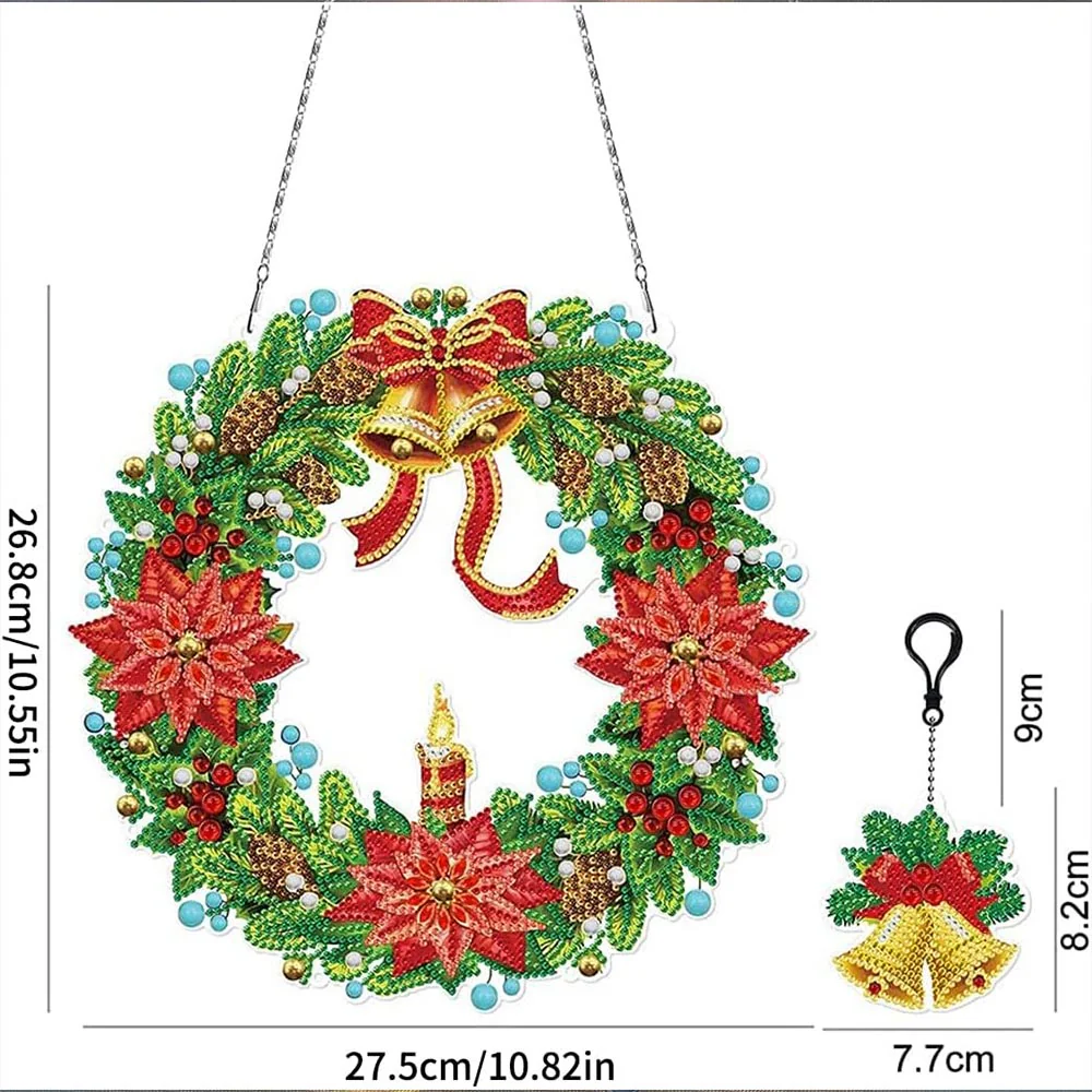 5D Diamond Painting Door Hanger Wreath with LED and Pendant - Image 5