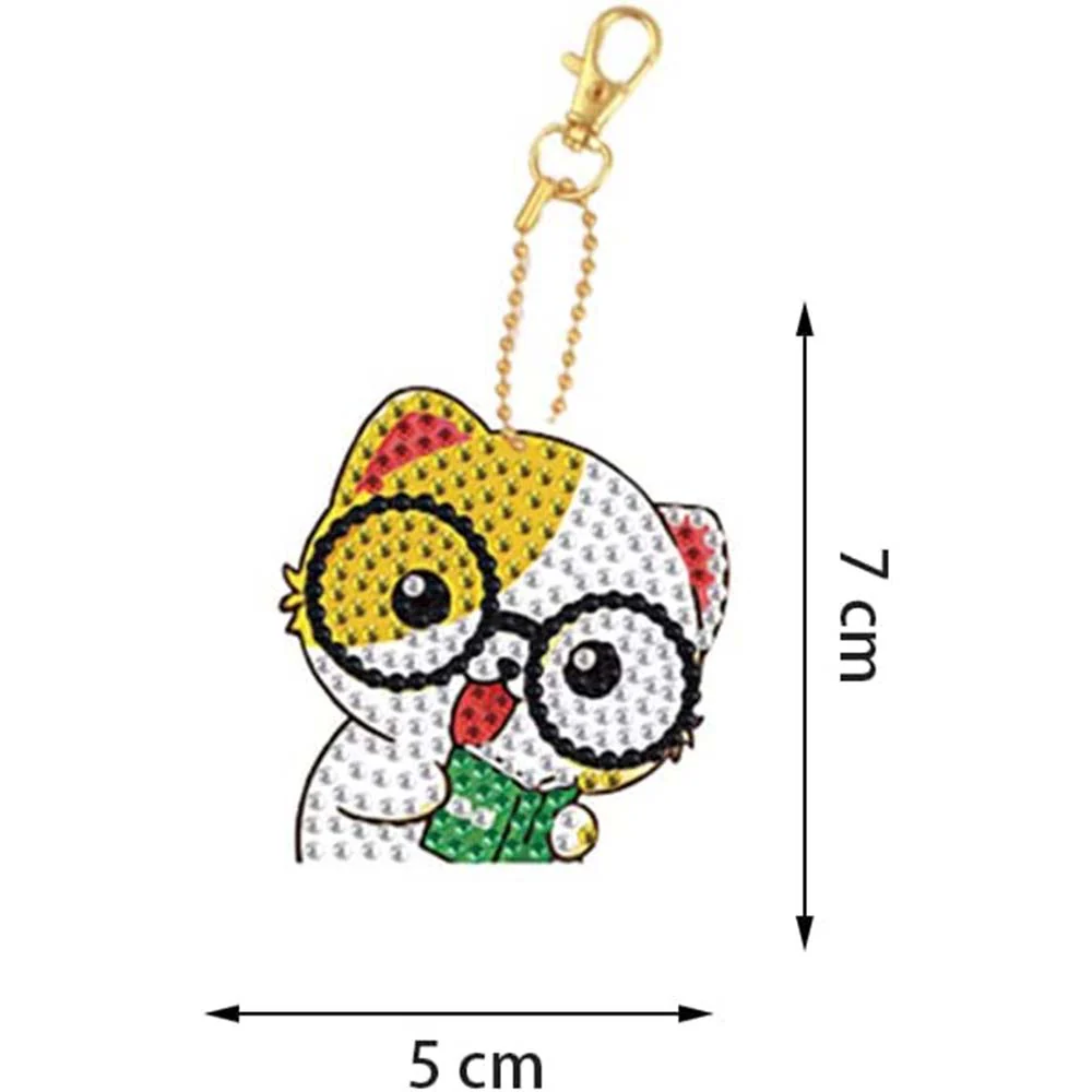5D Diamond Painting Keychain - Cats 5 Pieces - Image 4