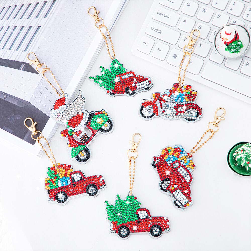 5D Diamond Painting Keychain Christmas 6 Pieces - Image 2