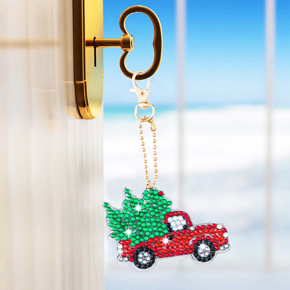 5D Diamond Painting Keychain Christmas 6 Pieces - Image 4