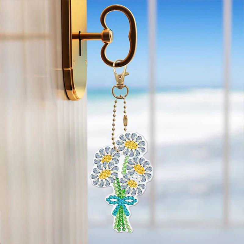 5D Diamond Painting Keychain Flower Bouquet 5 Pieces - Image 7