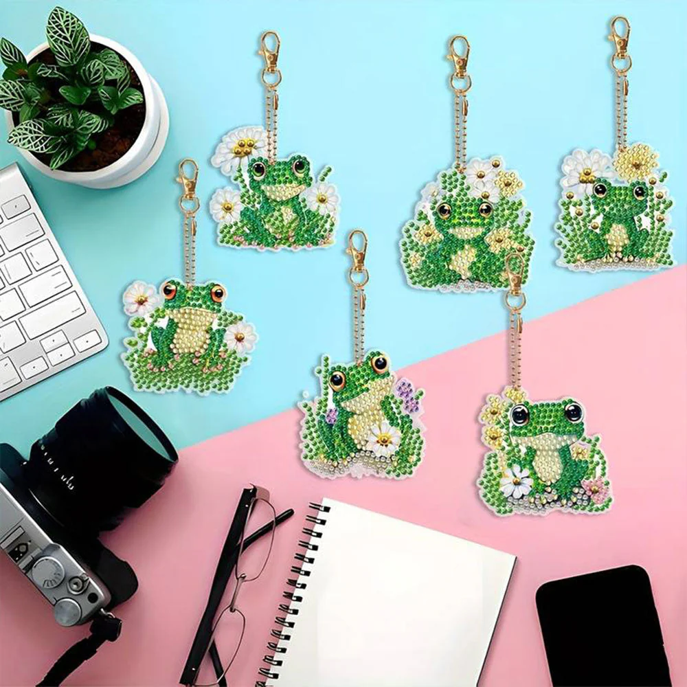 5D Diamond Painting Keychain Frogs 6 Pieces - Image 2
