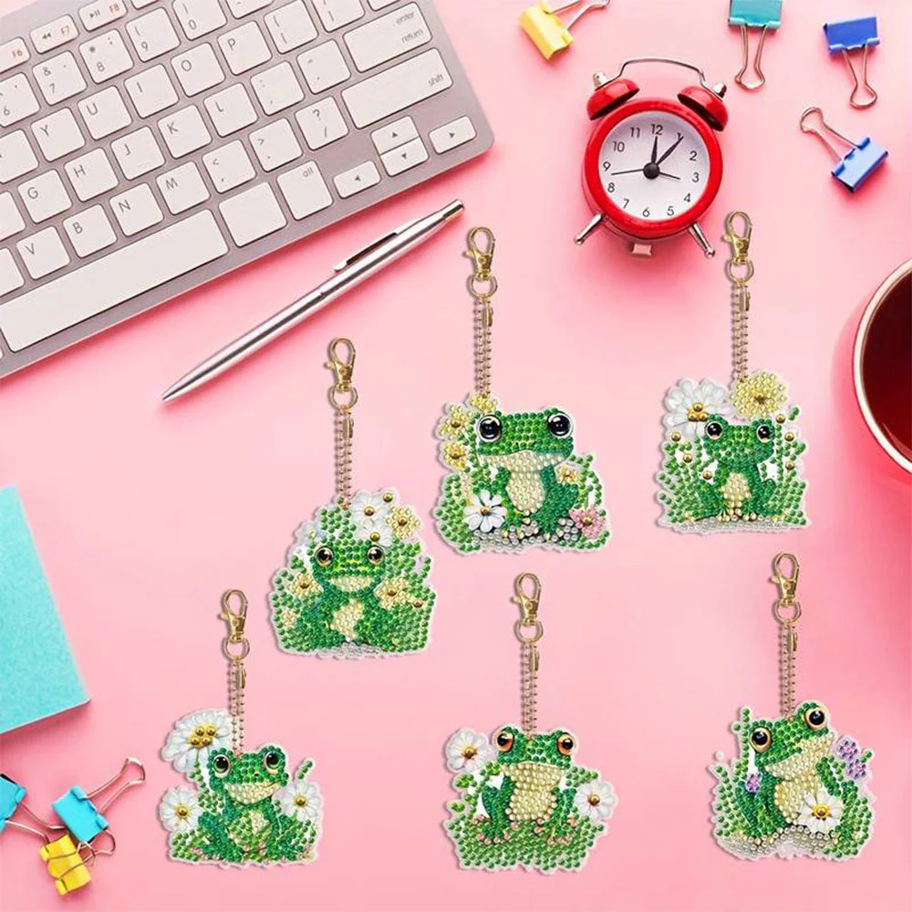 5D Diamond Painting Keychain Frogs 6 Pieces - Image 3