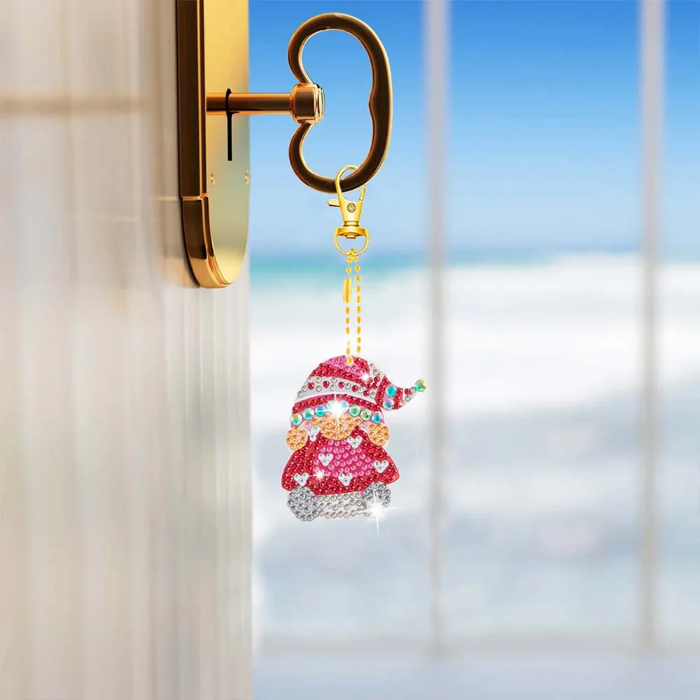 5D Diamond Painting Keychain Gnome with Mushrooms - Image 3