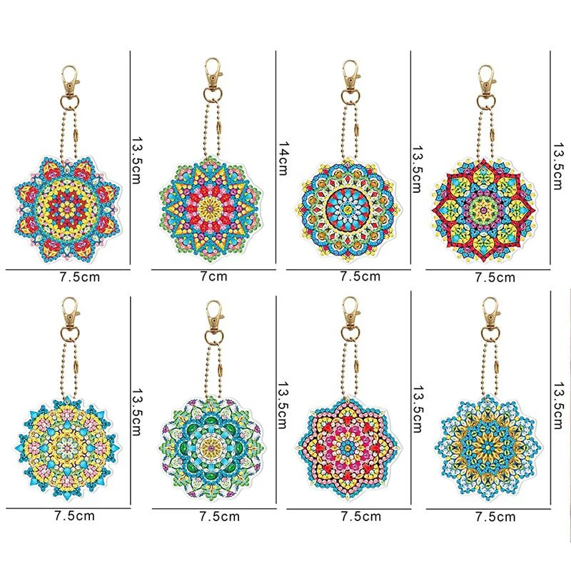 5D Diamond Painting Keychain Mandala 8 Pieces - Image 3
