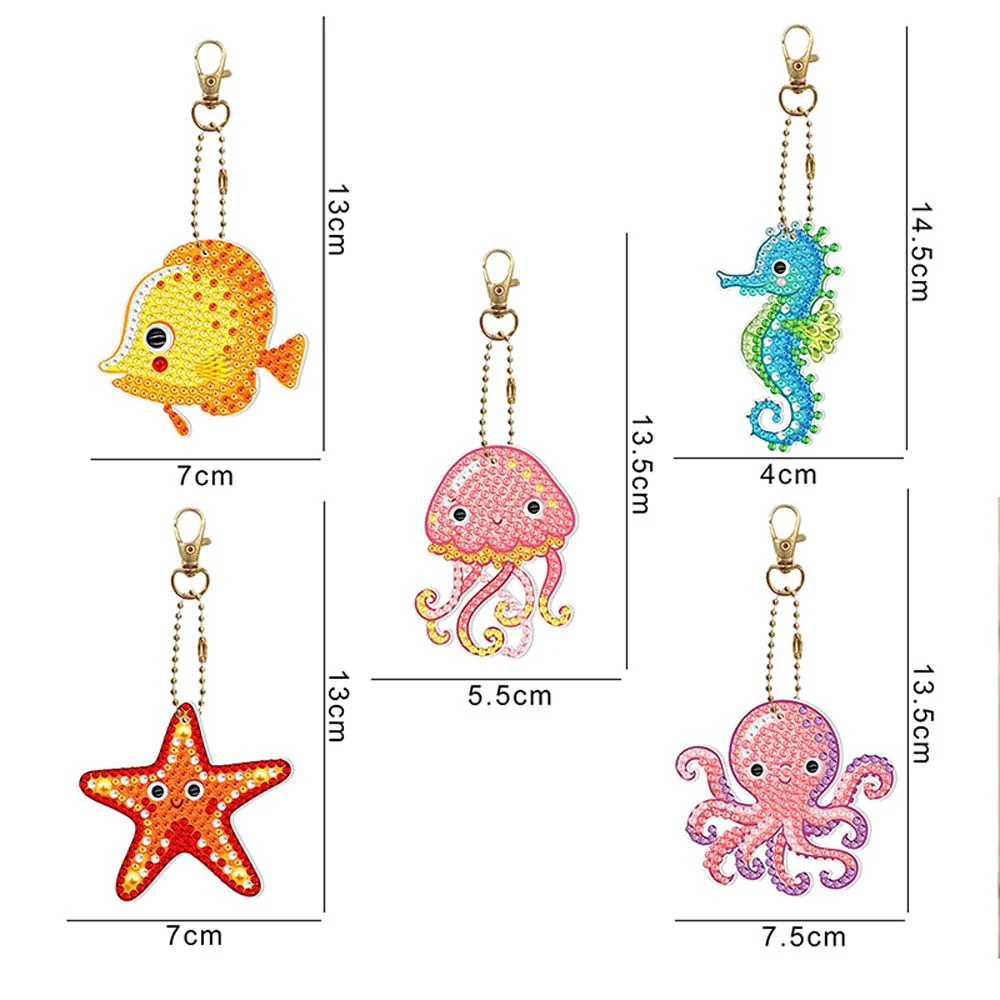 5D Diamond Painting Keychain Ocean Animals 5 Pieces - Image 5