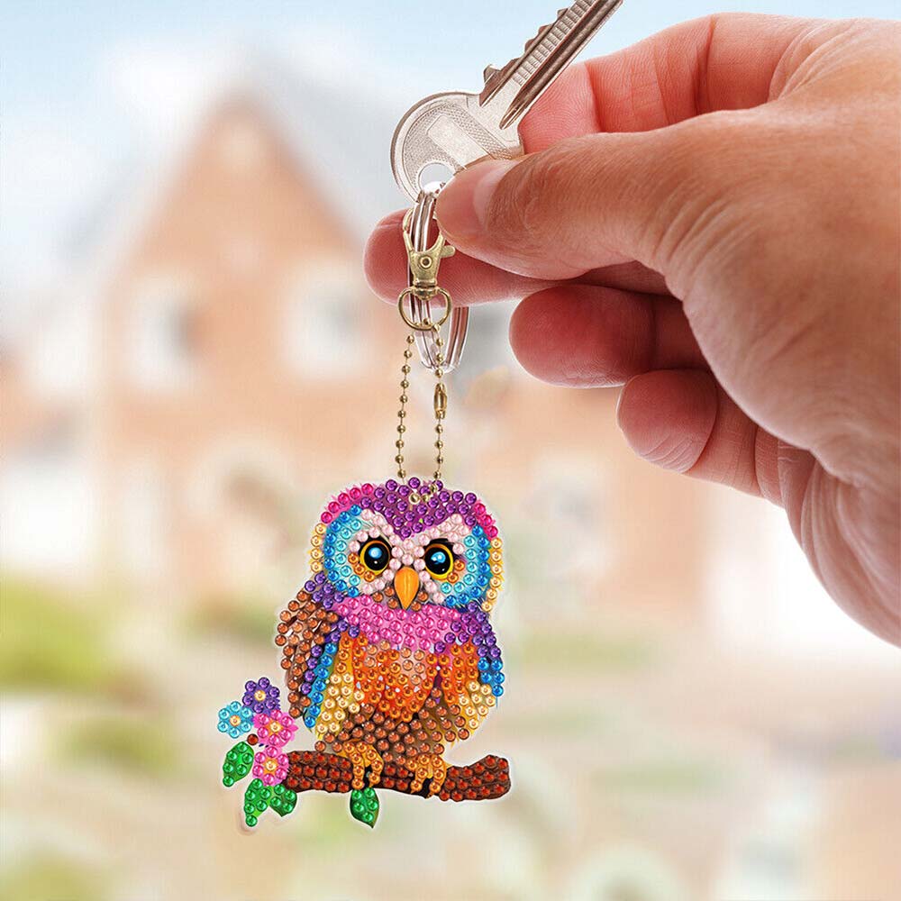 5D Diamond Painting Keychain Owls 6 Pieces - Image 4