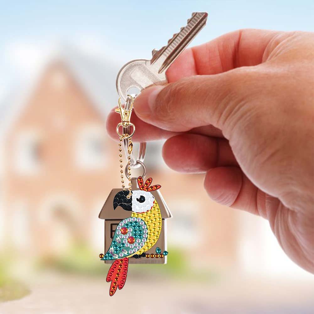5D Diamond Painting Keychain Parrots 5 Pieces - Image 6