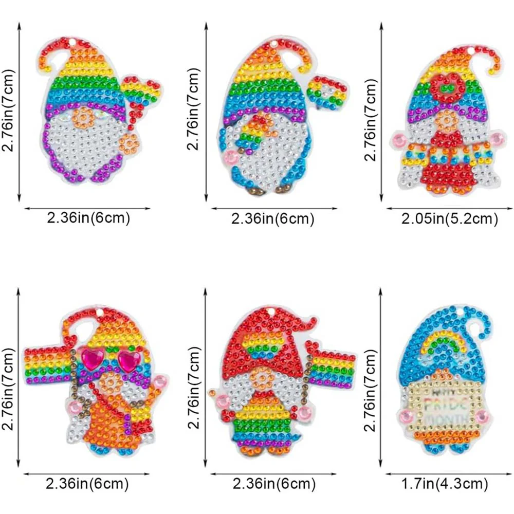5D Diamond Painting Keychain Rainbow Gnome - Image 3