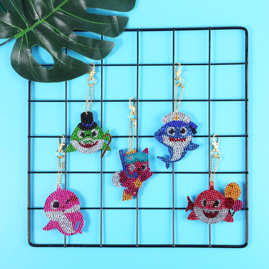 5D Diamond Painting Keychain Underwater Animals 5 Pieces - Image 2