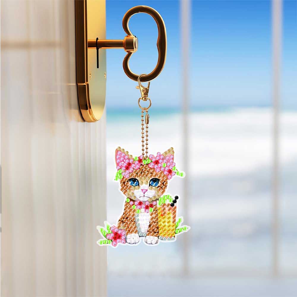 5D Diamond Painting Keychain with Cats 5 Pieces - Image 4