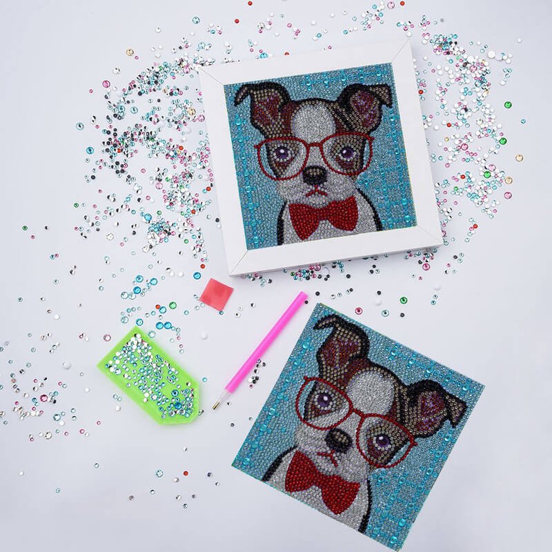 5D Diamond Painting Kit for Kids - Dog with Picture Frame - Image 4
