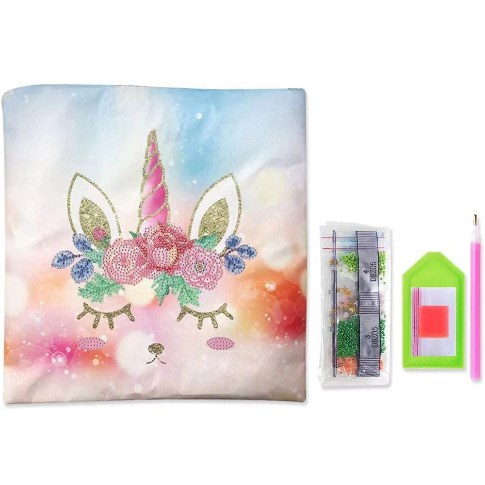 5D Diamond Painting Pillow Cover 30x30cm Unicorn - Image 4