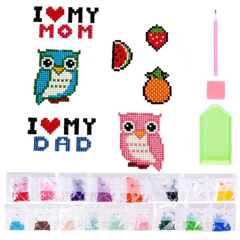 5D Diamond Painting Sticker Set "I Love Mom and Dad" for Kids - Image 4