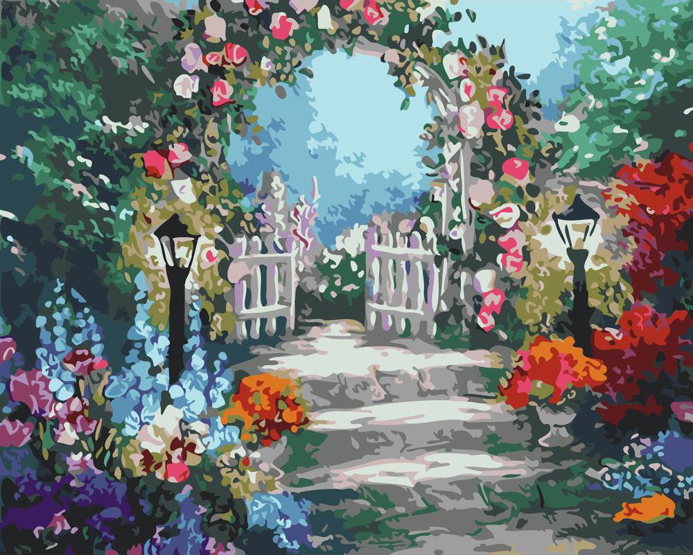 Alley of a flowery garden