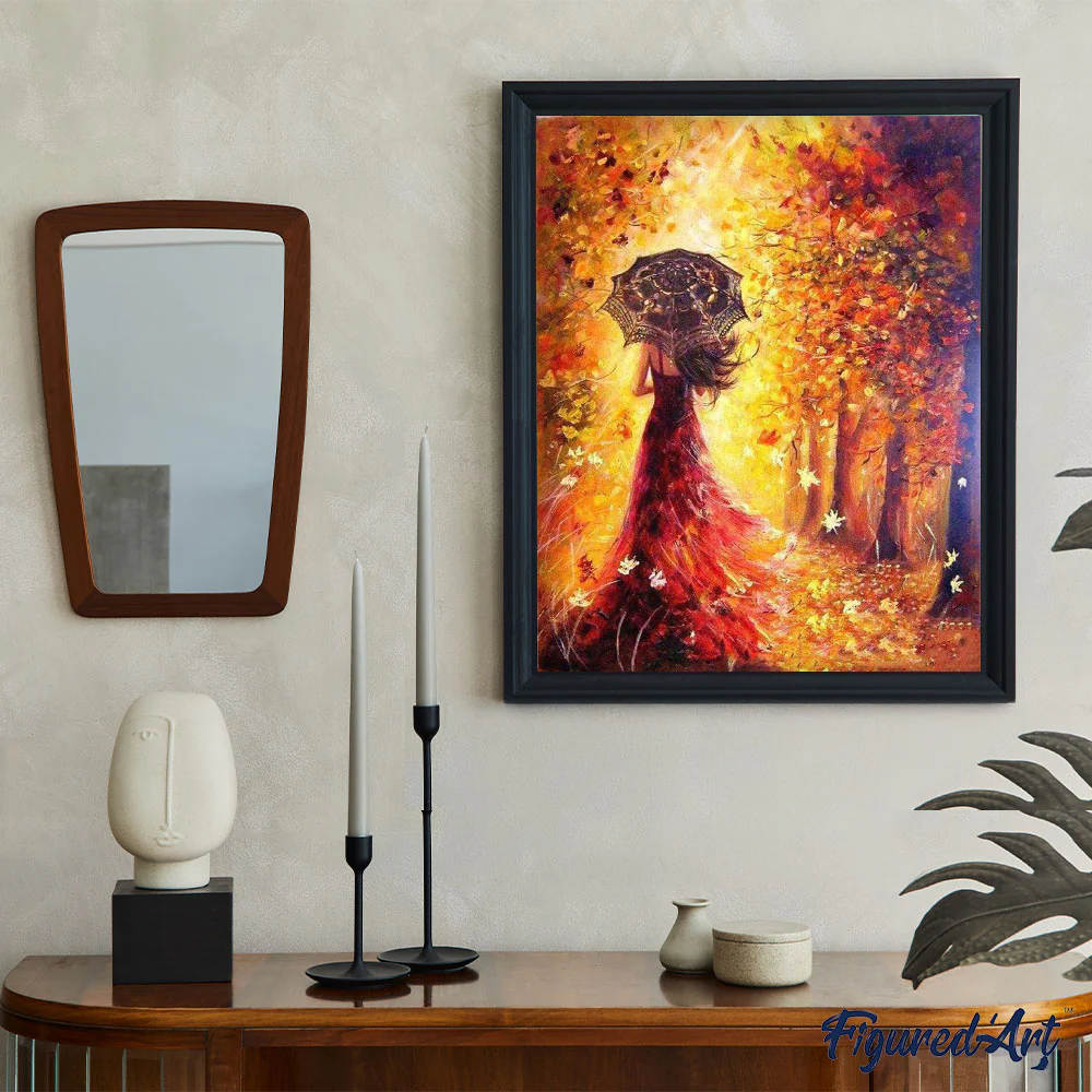 Autumn Forest and Woman with Umbrella - Image 3