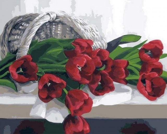 Basket of Romantic Tulips