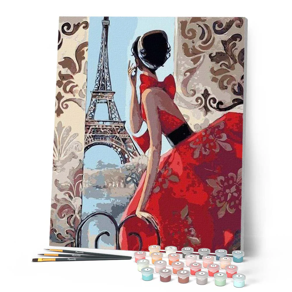 Beautiful Woman and Eiffel Tower - Image 2