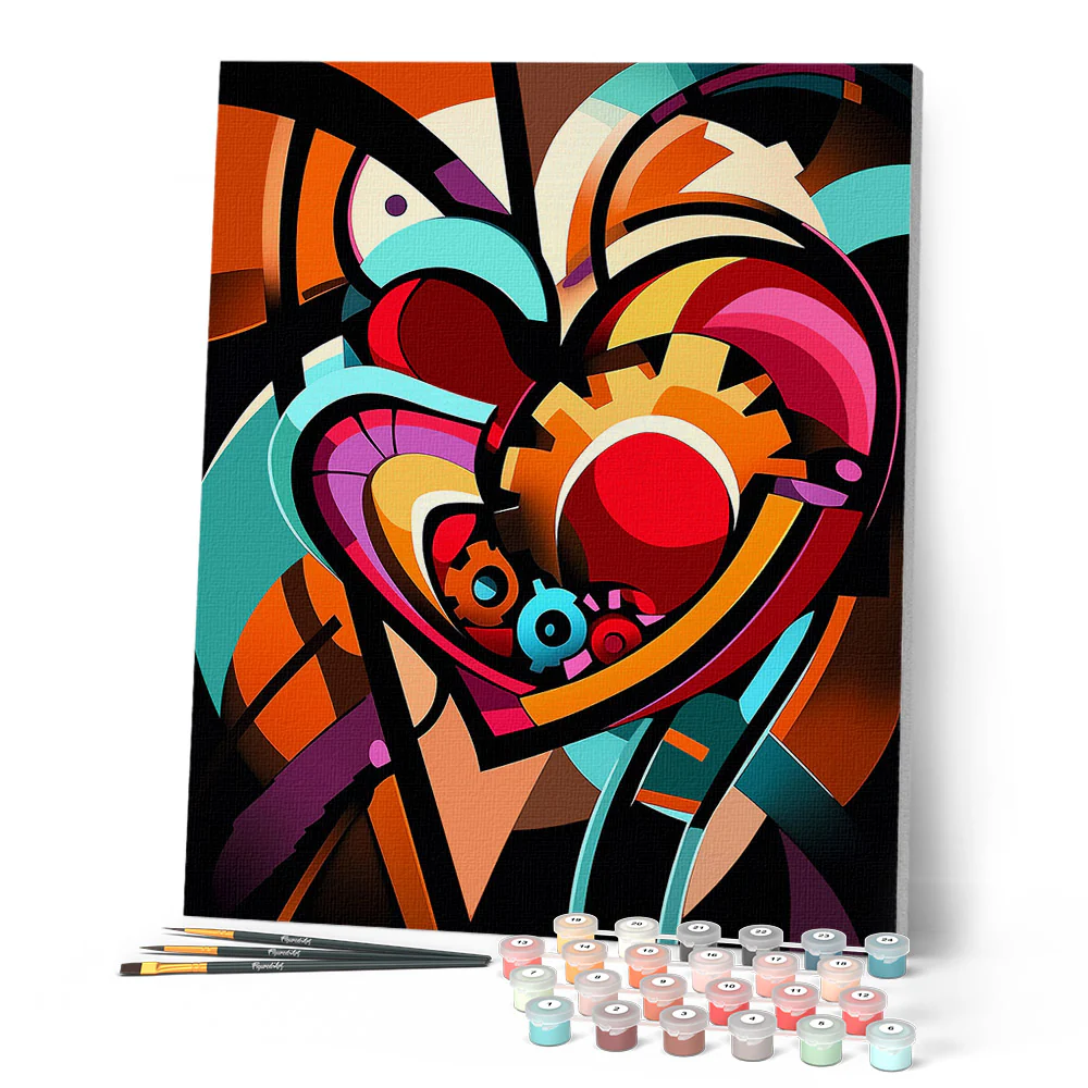 Bold Abstract Heart Gears - Image 2