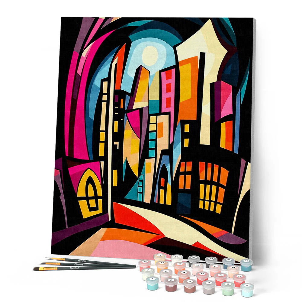 Bold Abstract Moonlit City - Image 2