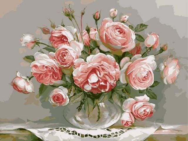 Bouquet of Pink Flowers on a small Table