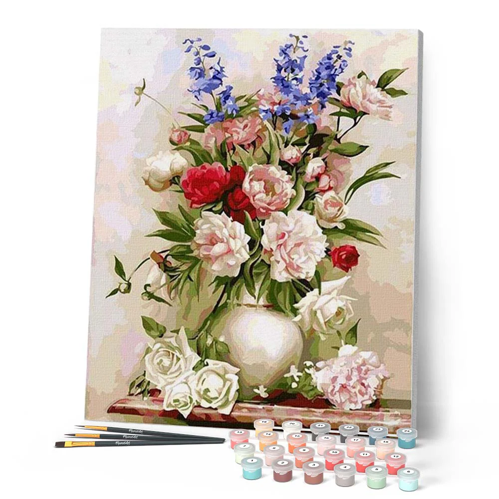 Colorful Flowers in a White Vase - Image 2