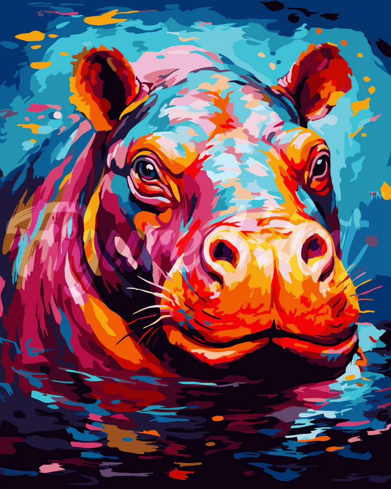 Colourful Abstract Hippo