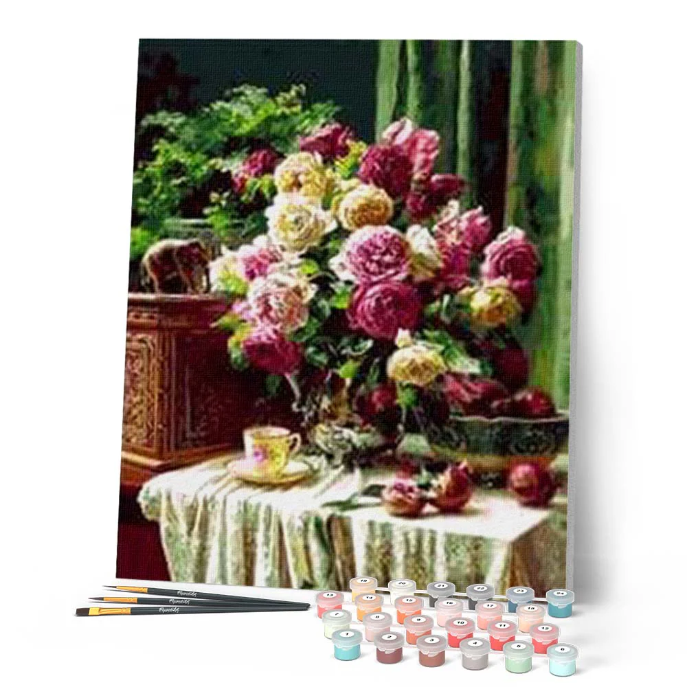 Cup of coffee and lovely bouquet - Image 2