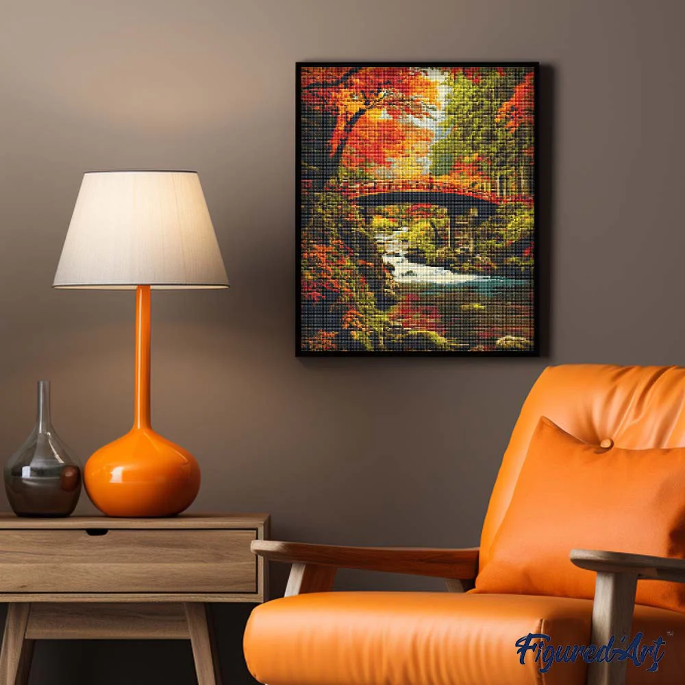Diamond Painting - Autumn Red Bridge in Japan - Image 2