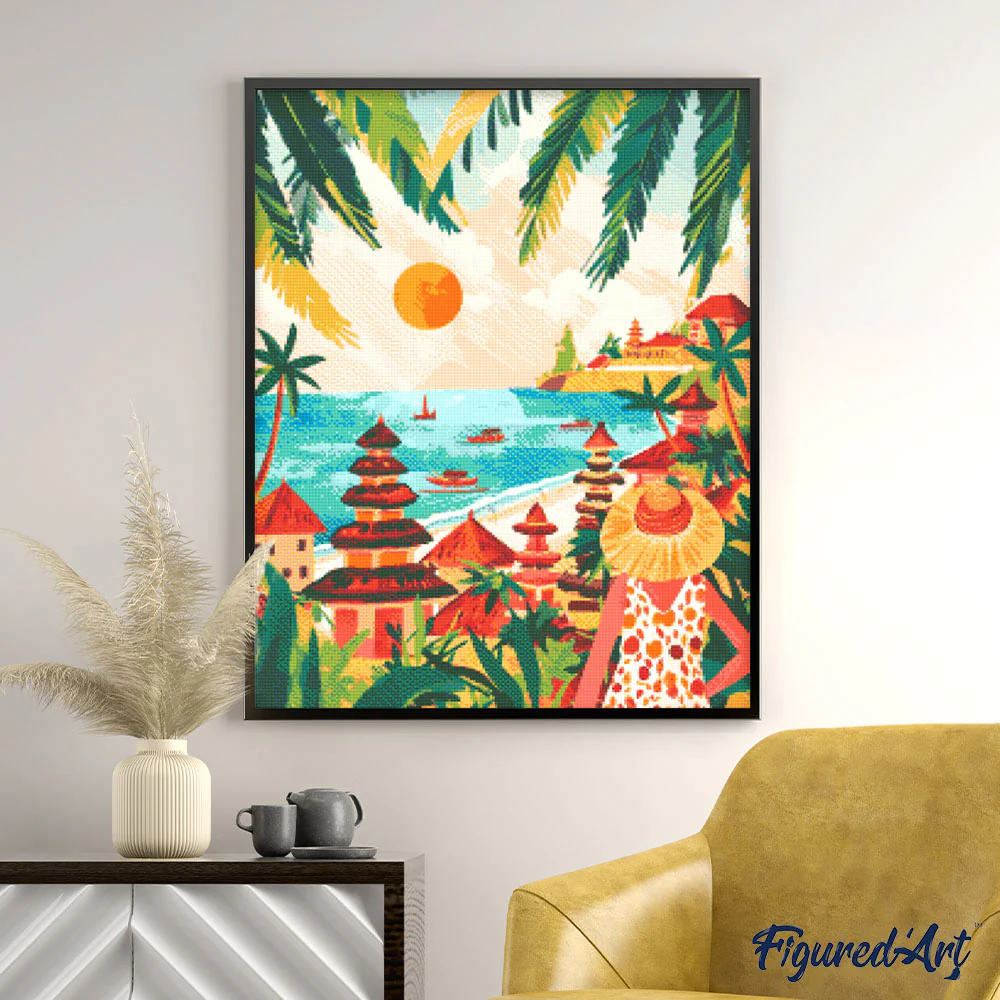 Diamond Painting - Bali Sunset 40x50cm canvas already framed - Image 2