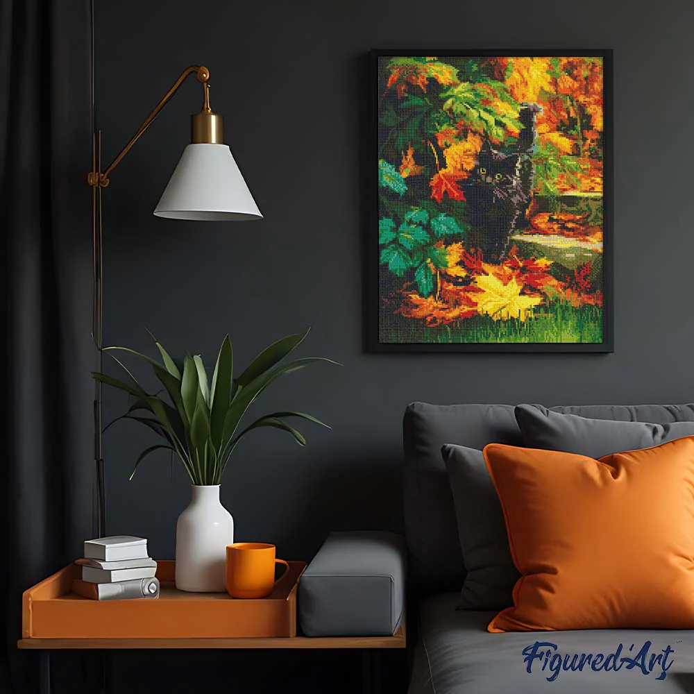 Diamond Painting - Black Cat in Autumn - Image 2
