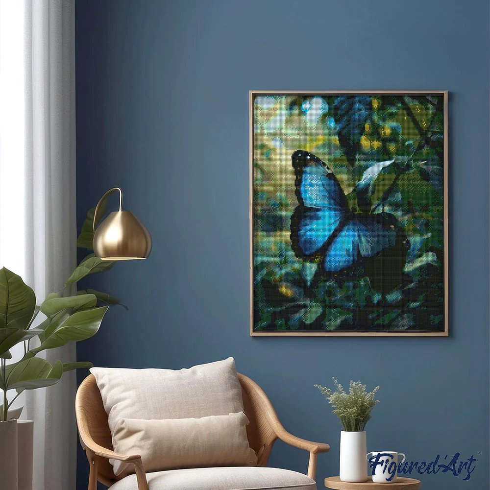 Diamond Painting - Blue Morpho Butterfly canvas already framed - Image 2
