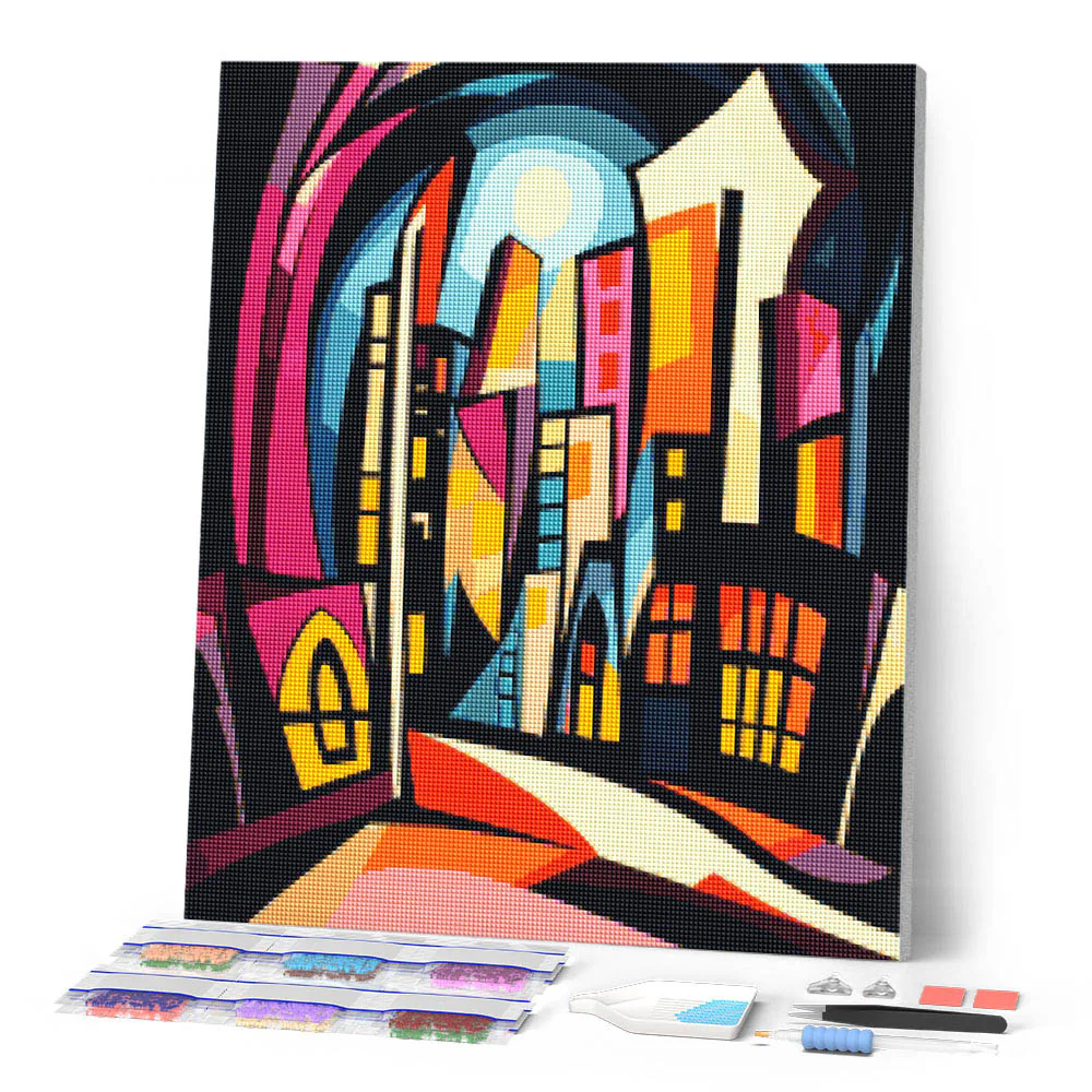 Diamond Painting - Bold Abstract Moonlit City - Image 2