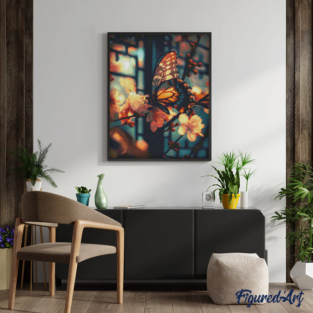 Diamond Painting - Butterfly and Cherry Blossoms - Image 2