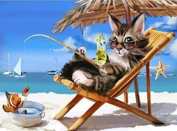 Diamond Painting - Cat relaxing Summer Time