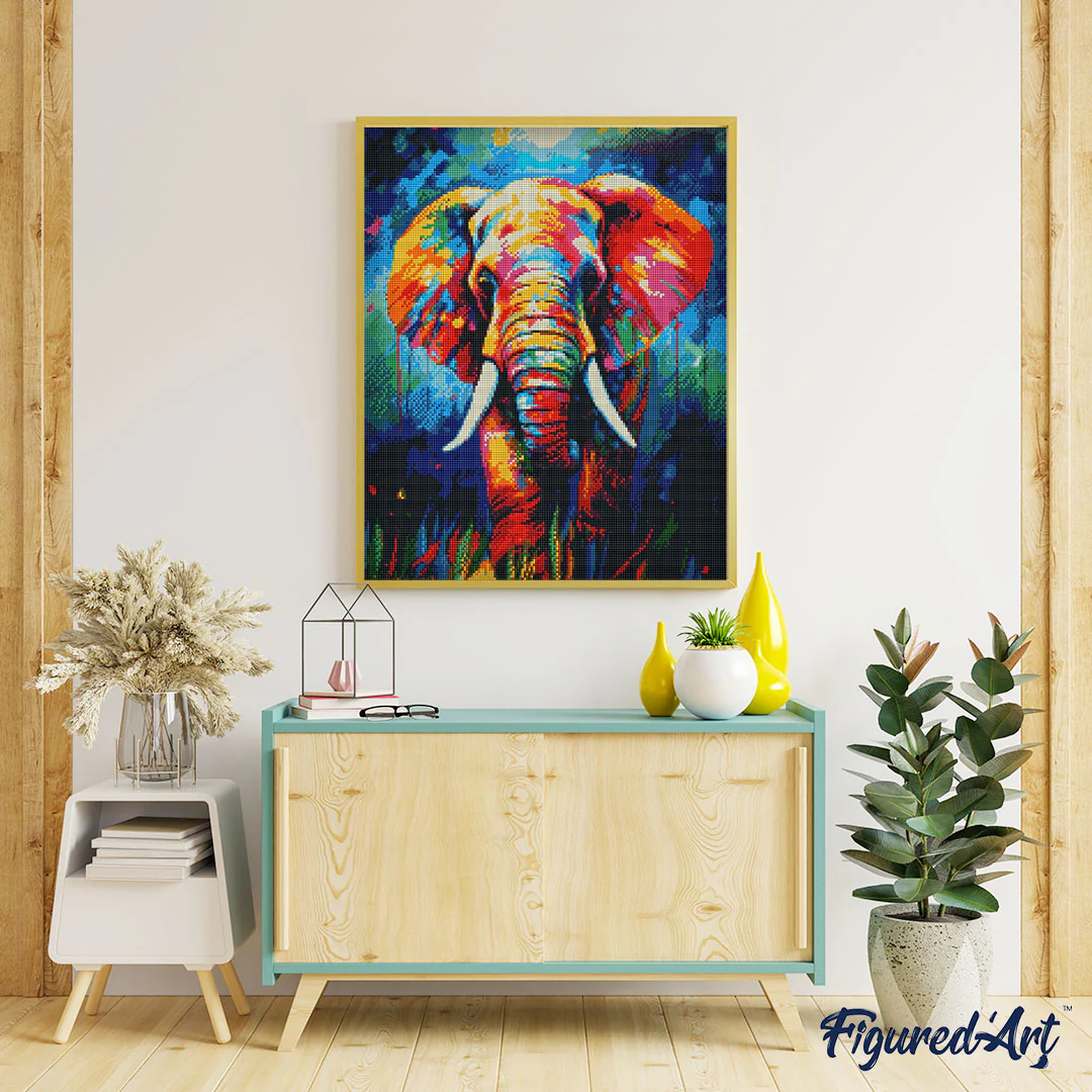 Diamond Painting - Colourful Abstract Elephant - Image 2