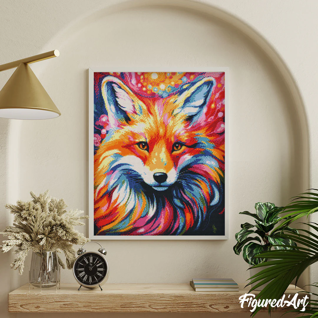Diamond Painting - Colourful Abstract Fox - Image 2
