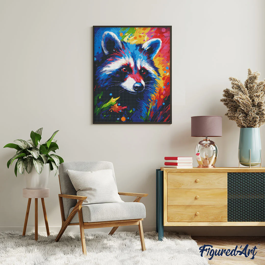Diamond Painting - Colourful Abstract Raccoon - Image 2